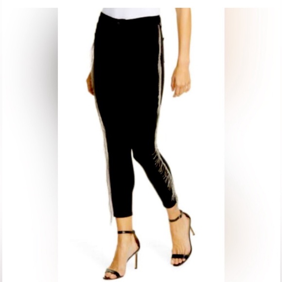 L’AGENCE Chic Black Fringe Pants NWT